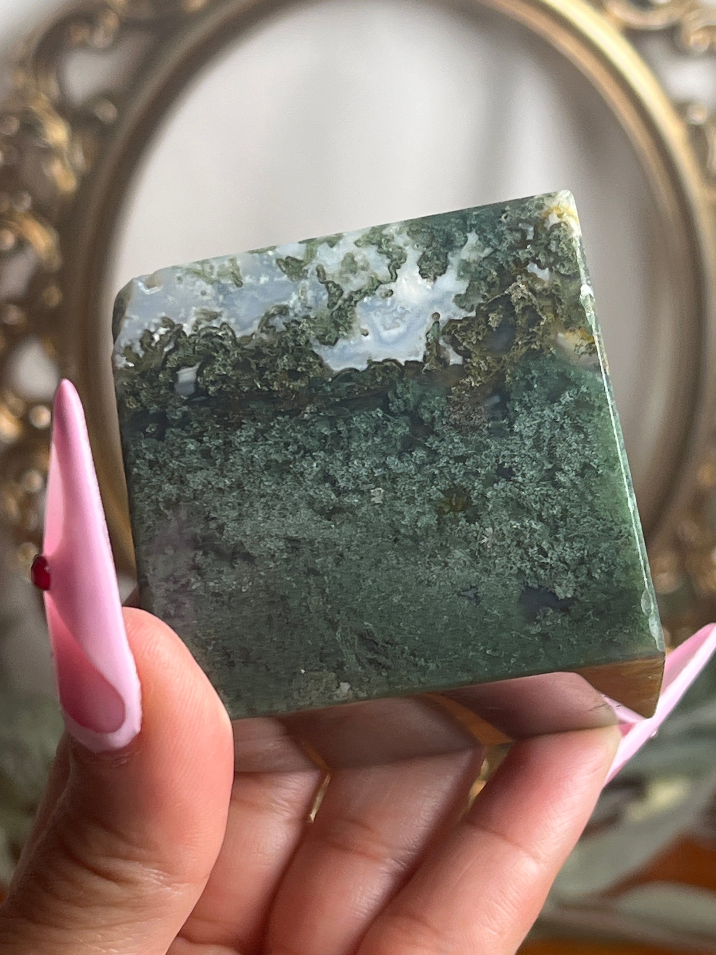 “Mossy Cubes” Moss & Tree Agate Floating Cubes