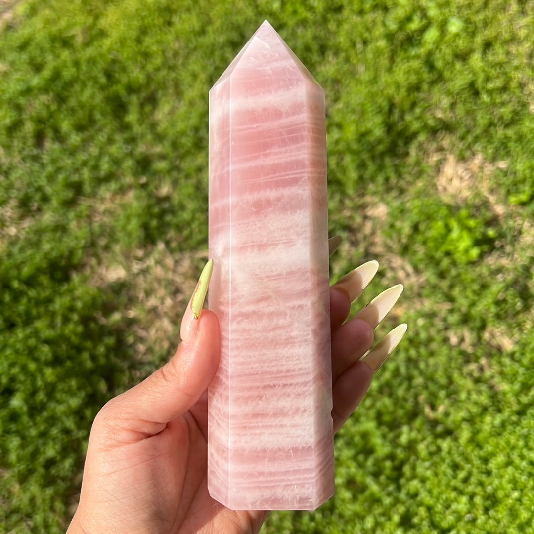 “Dragon Fruit” Rose Quartz Tower