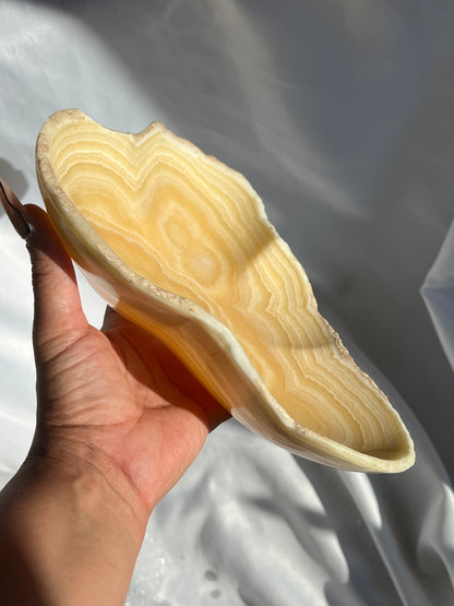 “Fresh Fruit” Banded Orange Calcite Bowl