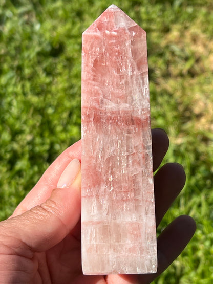 “Rosewater” Rose Calcite Towers