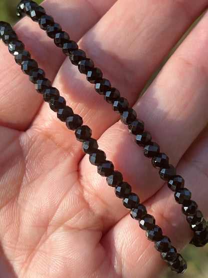 “Diamond-Dusted” Faceted Black Spinel Bracelets