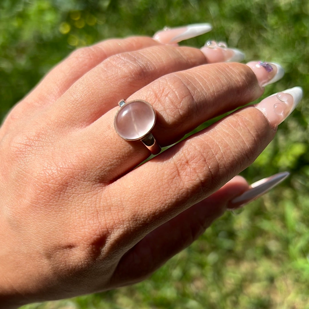 “Gemmy” Girasol Rose Quartz Ring