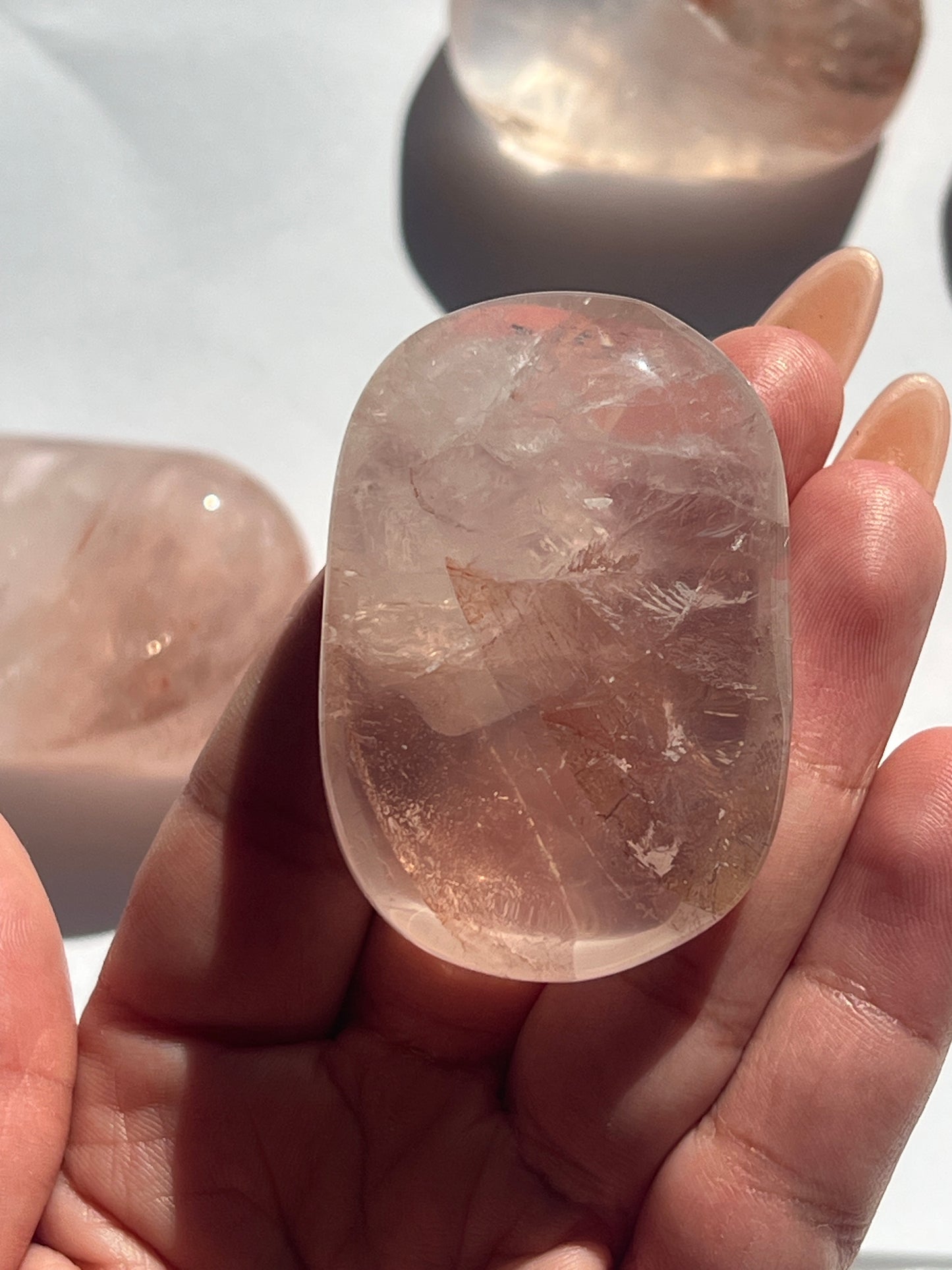 “Love Spell” Rose Quartz & Fire Quartz Palm Stones