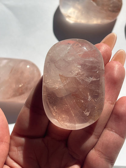“Love Spell” Rose Quartz & Fire Quartz Palm Stones