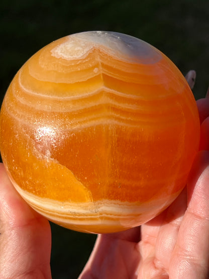 “Blood Orange & Cream” Banded Orange Calcite Spheres