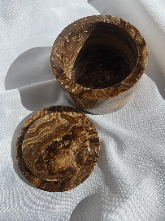 “Box of Chocolates” Chocolate Calcite Box with Lid