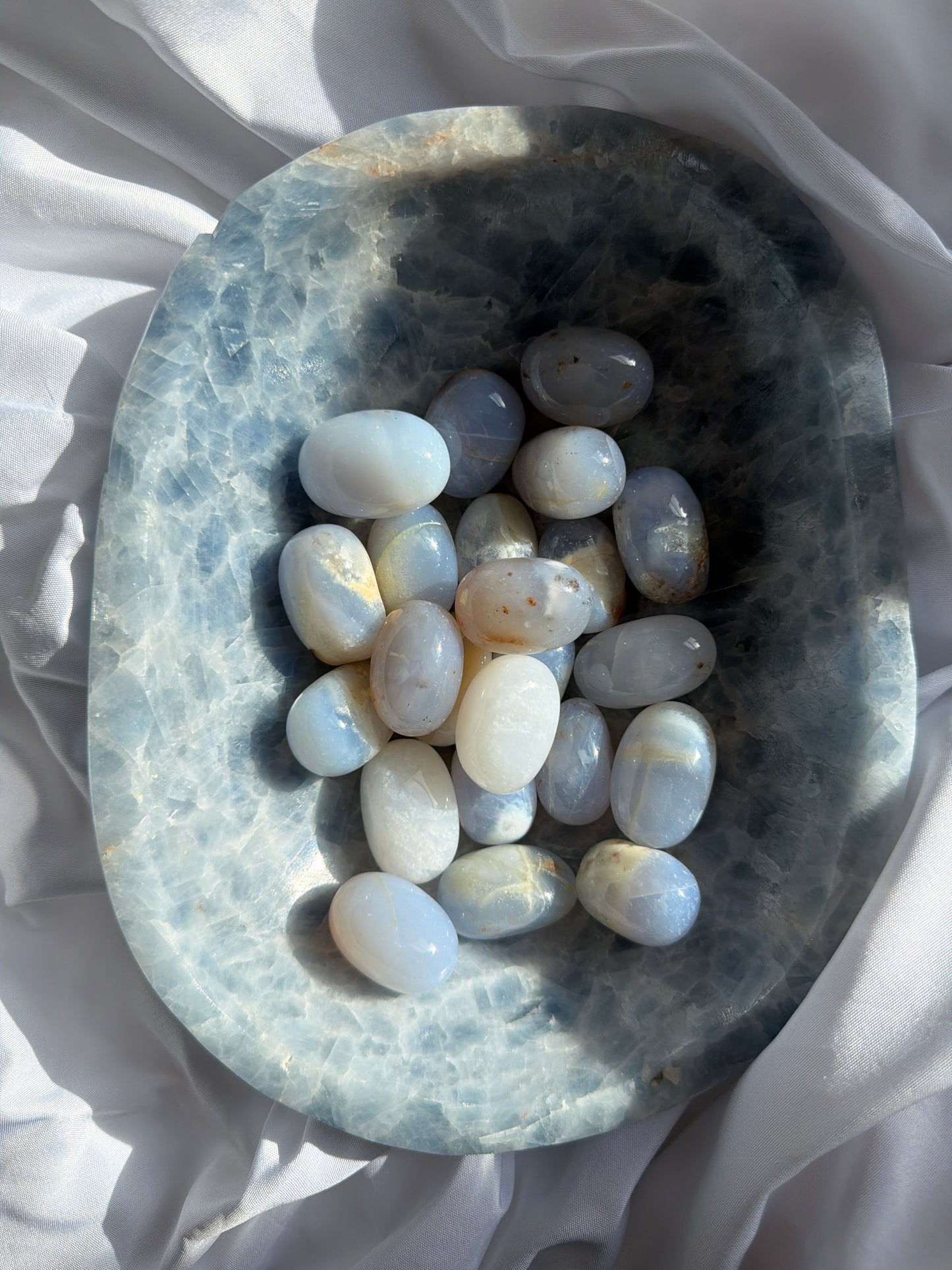 “Baby Blues” Blue Chalcedony Tumbles