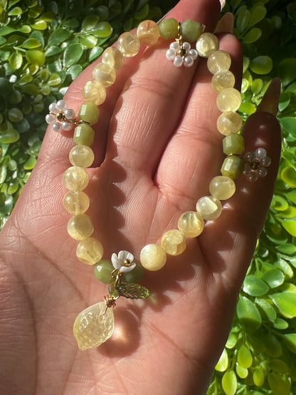 “Lemon Meringue” Golden Mica & Canadian Jade Bracelet