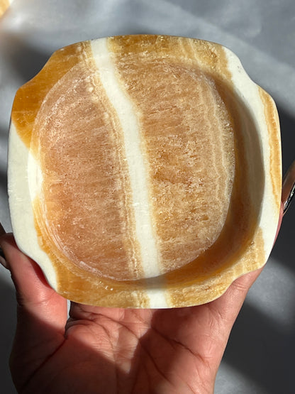 “Pumpkin Patch” Juicy Banded Orange Calcite Bowls