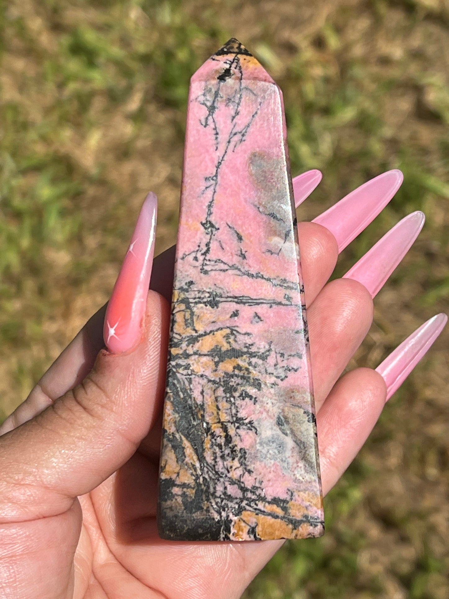 “Summer Sunset” Rhodonite Obelisks