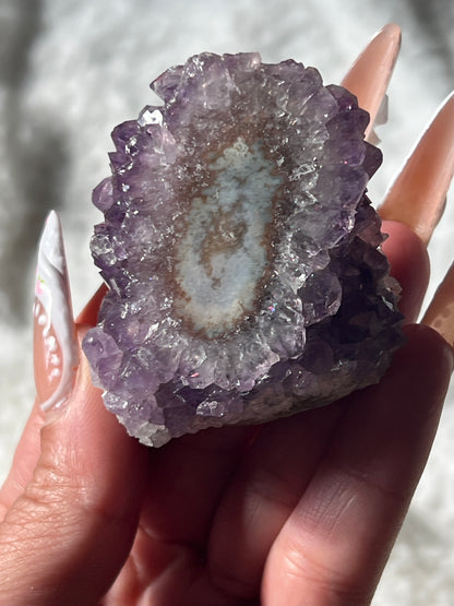 “Cute Cosmic Cyclops” Uruguayan Amethyst Clusters with Stalactite Eyes