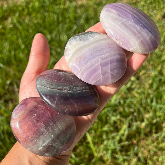 “Candy Land” Rainbow Fluorite Palm Stones