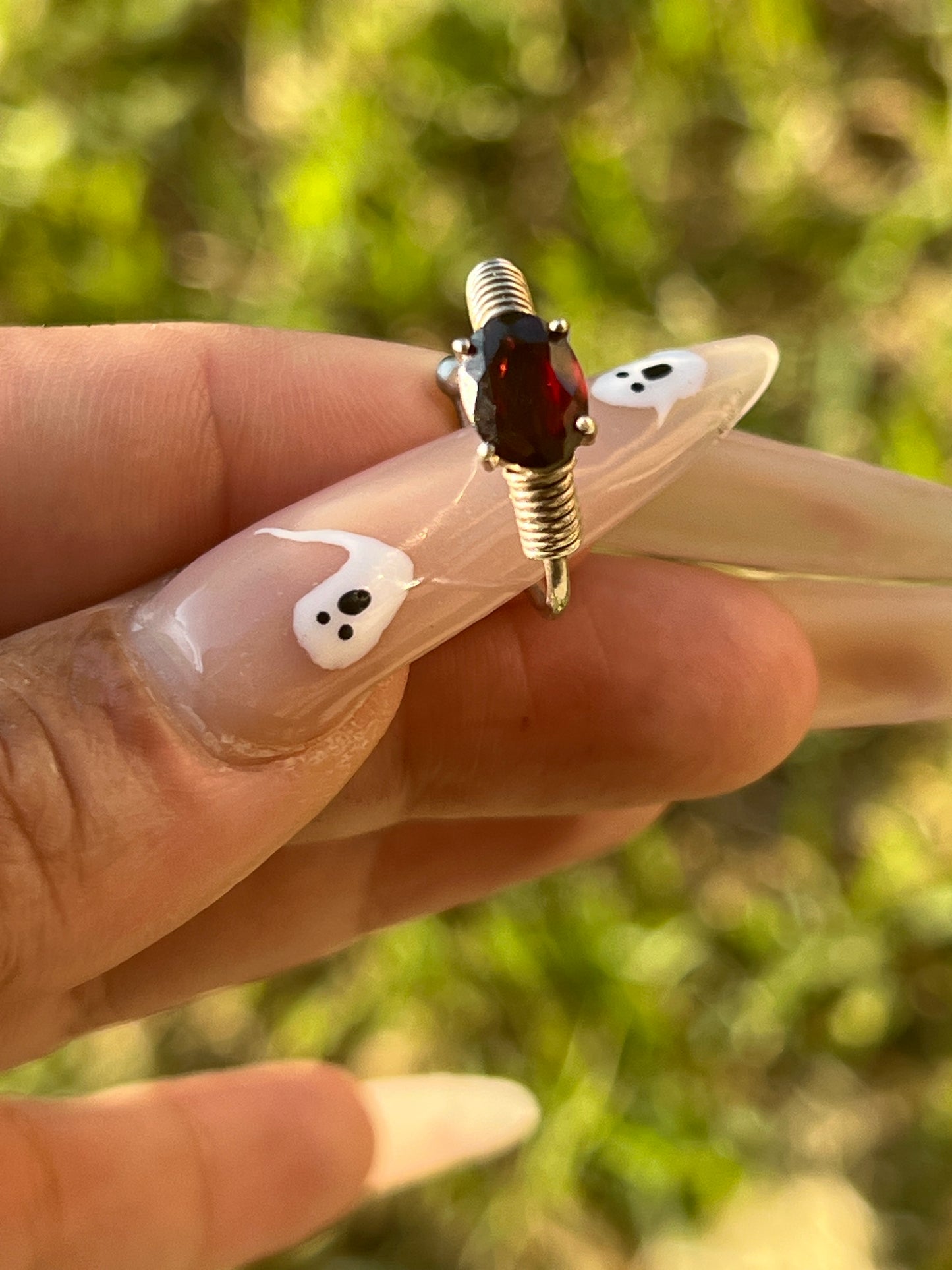 “Volturi” Adjustable Sterling Silver Garnet Ring