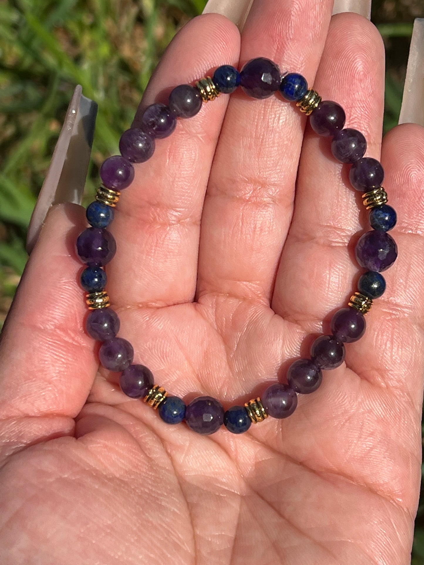 “Ursula’s Treasure” Amethyst & Lapis Lazuli Bracelet