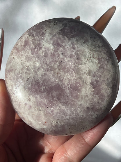 “Lavender Sugar” Large Lepidolite Palm Stone