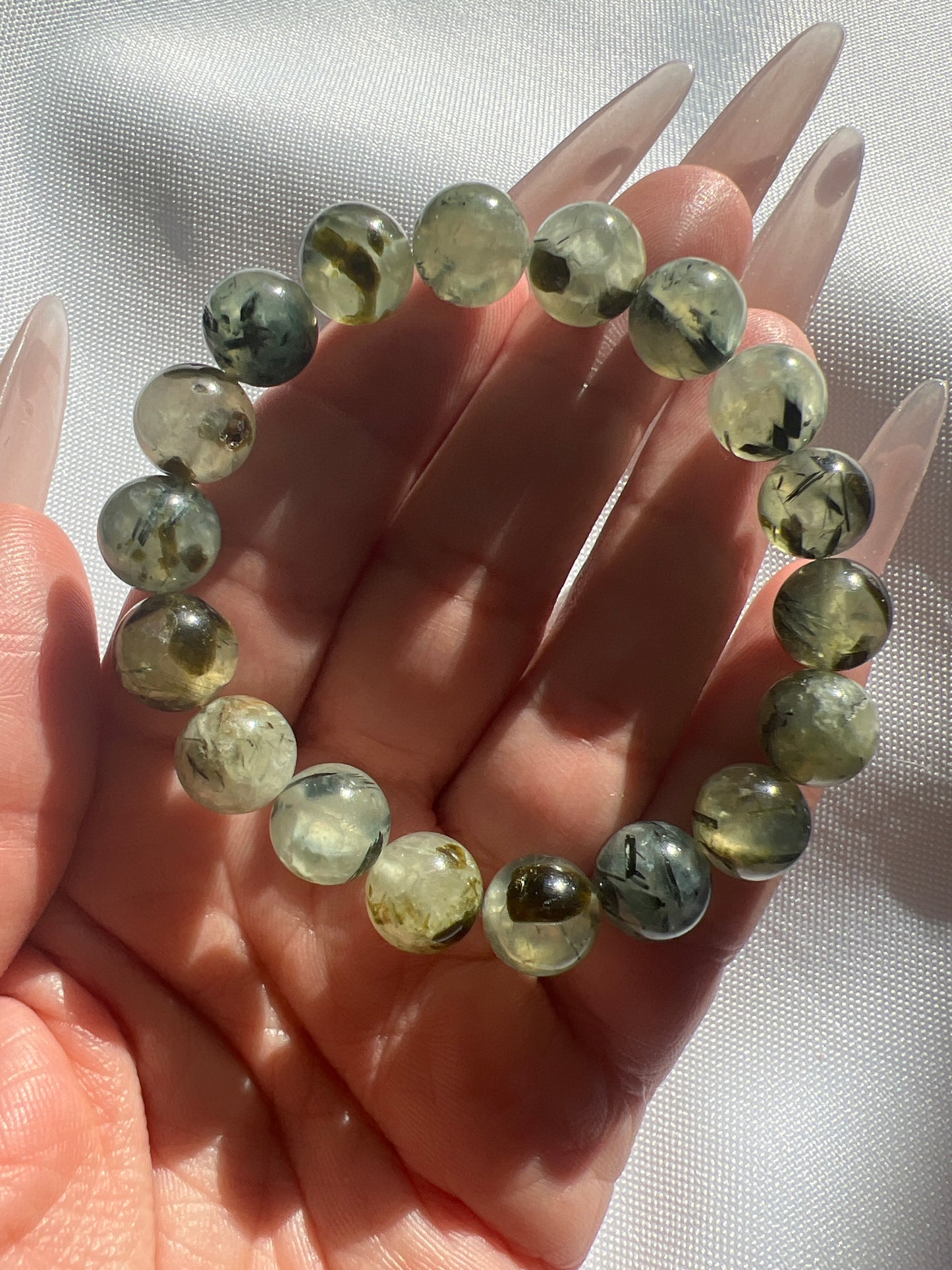 “Green Apple Jelly” Prehnite & Epidote Bracelet