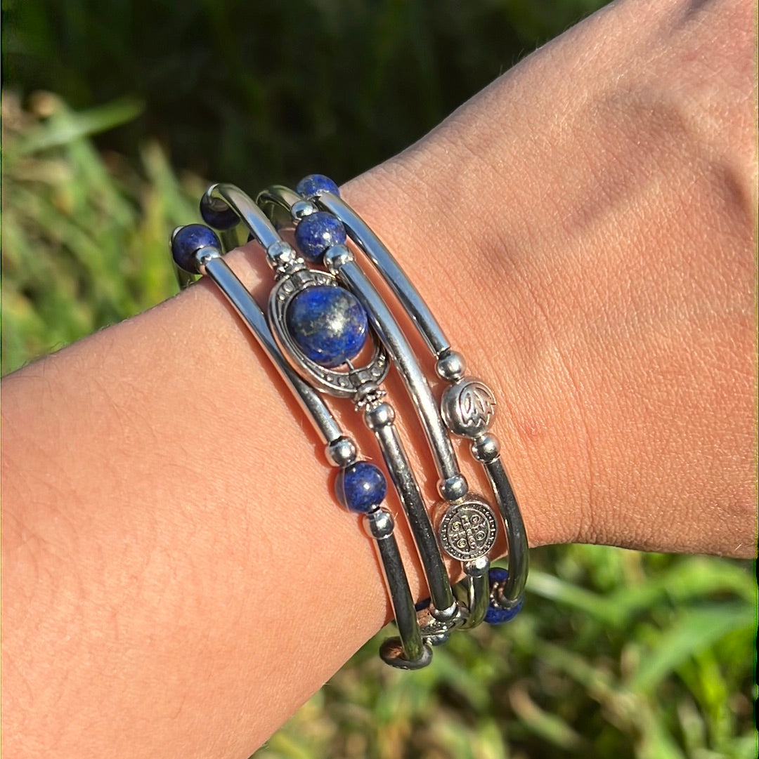 “Globe Trotter” Lapis Lazuli Wrap Bracelet