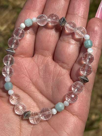 “Tropics” Amazonite and Clear Quartz Bracelets