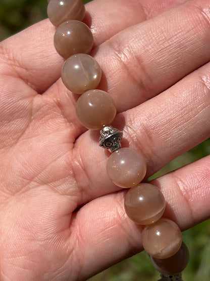 “Sand & Sea” Peach Moonstone Bracelet