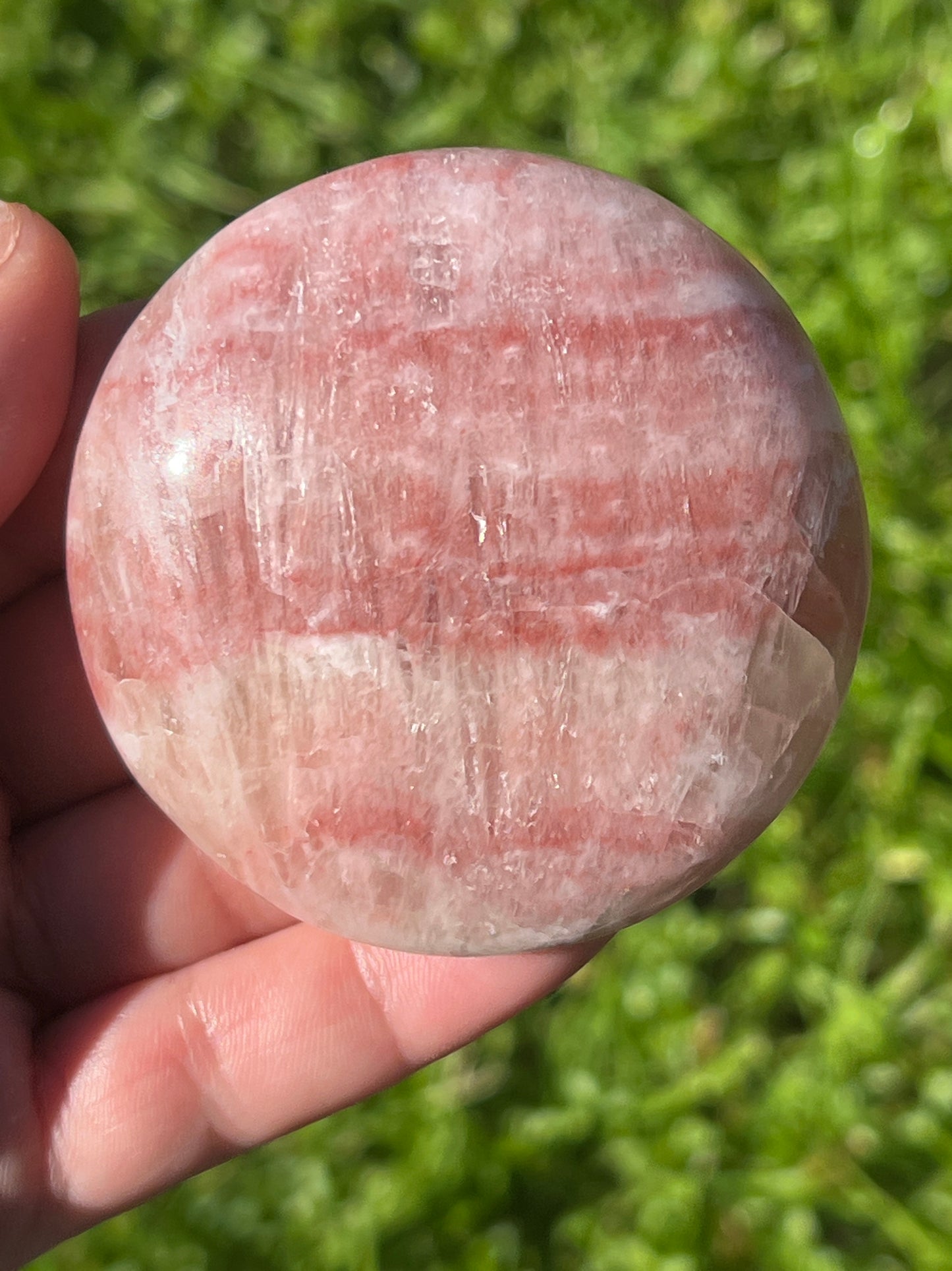 “Strawberry Creme” Rose Calcite Palm Stones