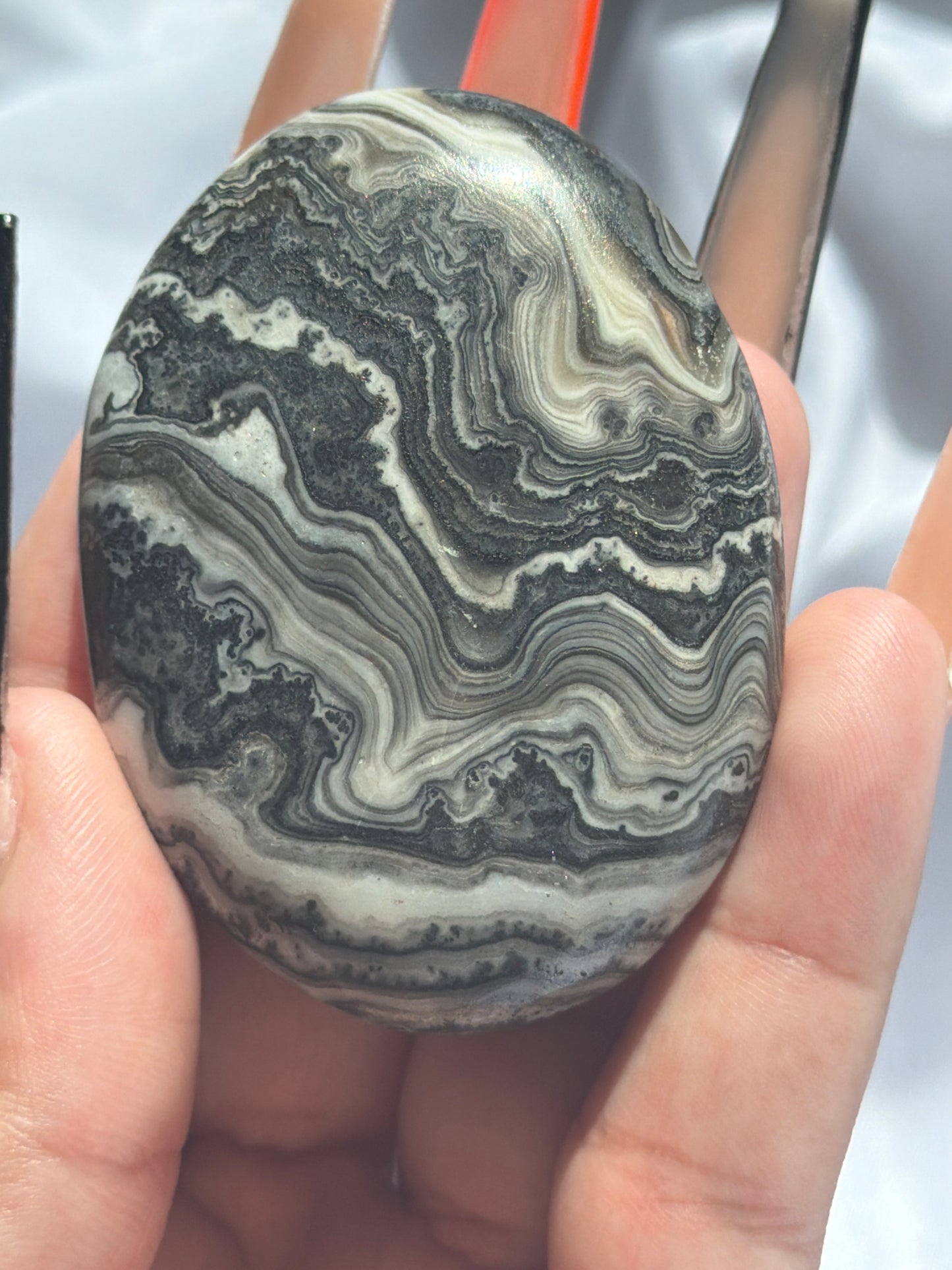 “Fluid Filigree” Mexican Onyx Palm Stones