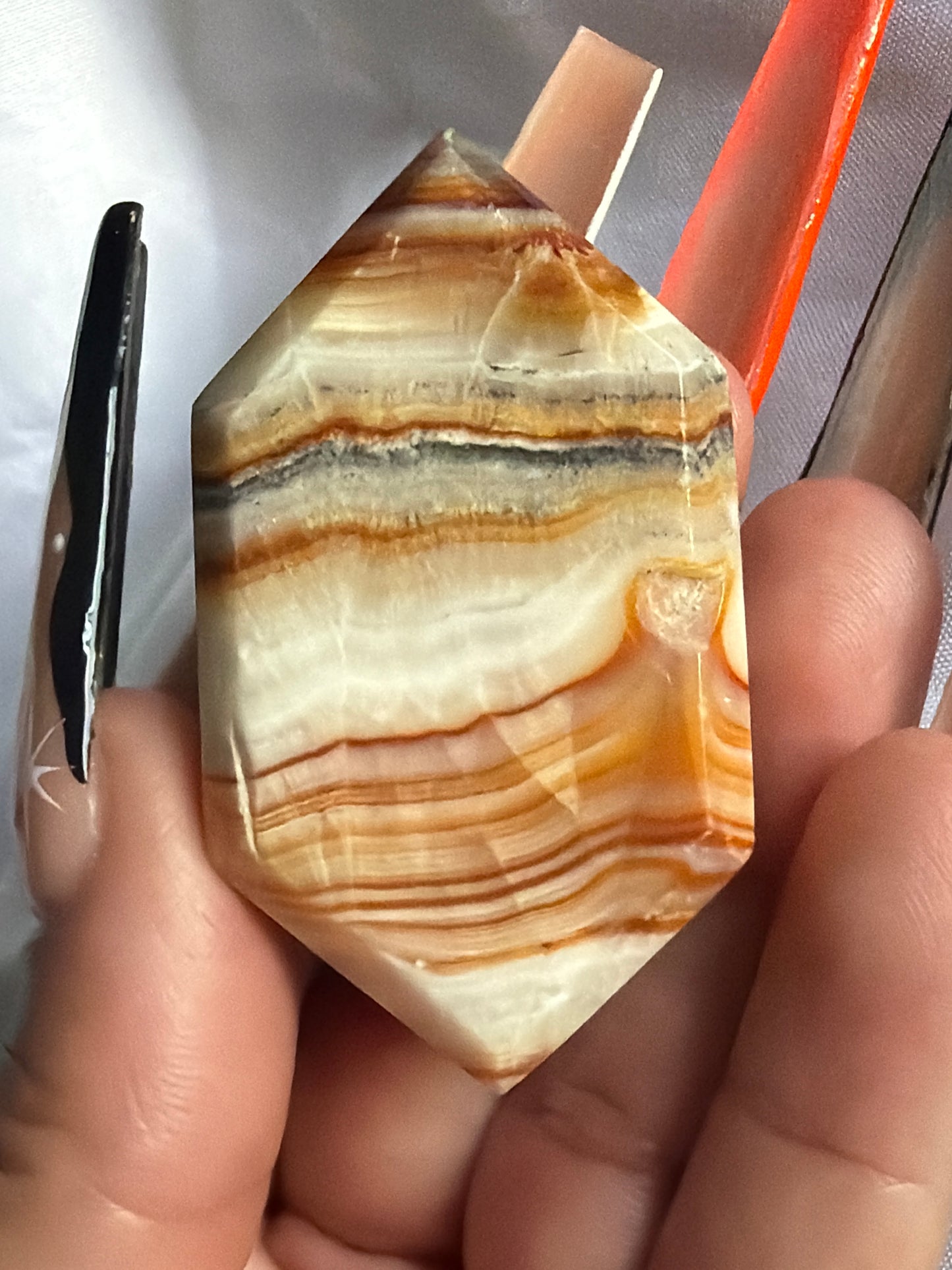 “Evolution” Faceted Crystal Palm Stones
