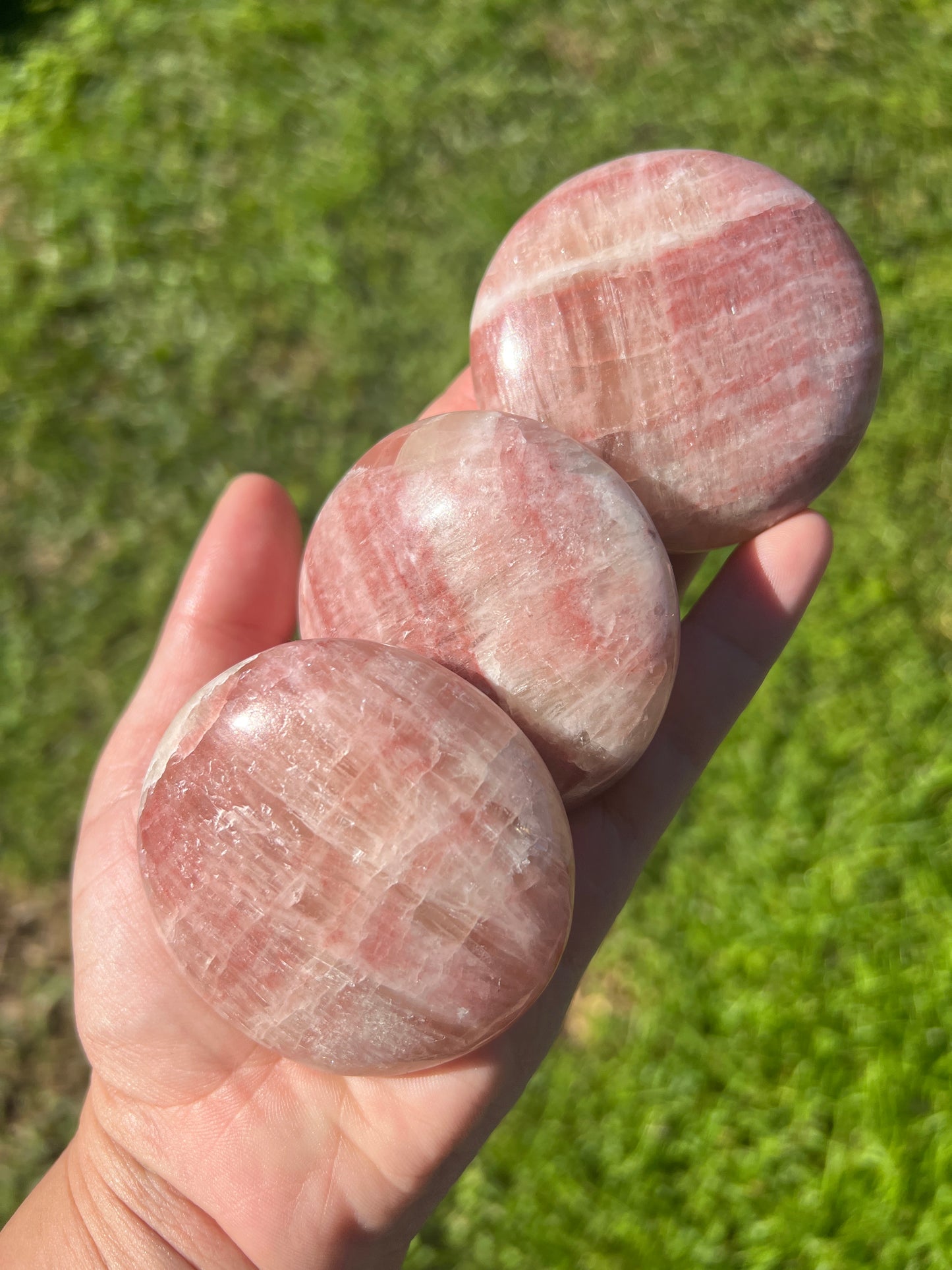 “Strawberry Creme” Rose Calcite Palm Stones