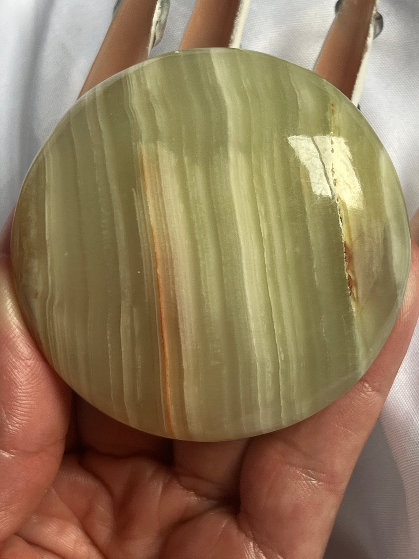 “Coco Lime Creme” Large Green Onyx Palm Stones