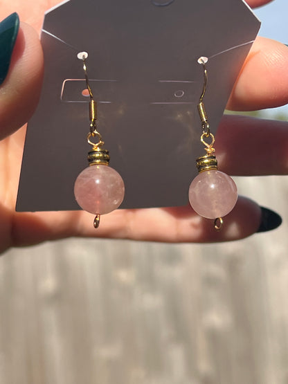 “Blushing” Rose Quartz Earrings