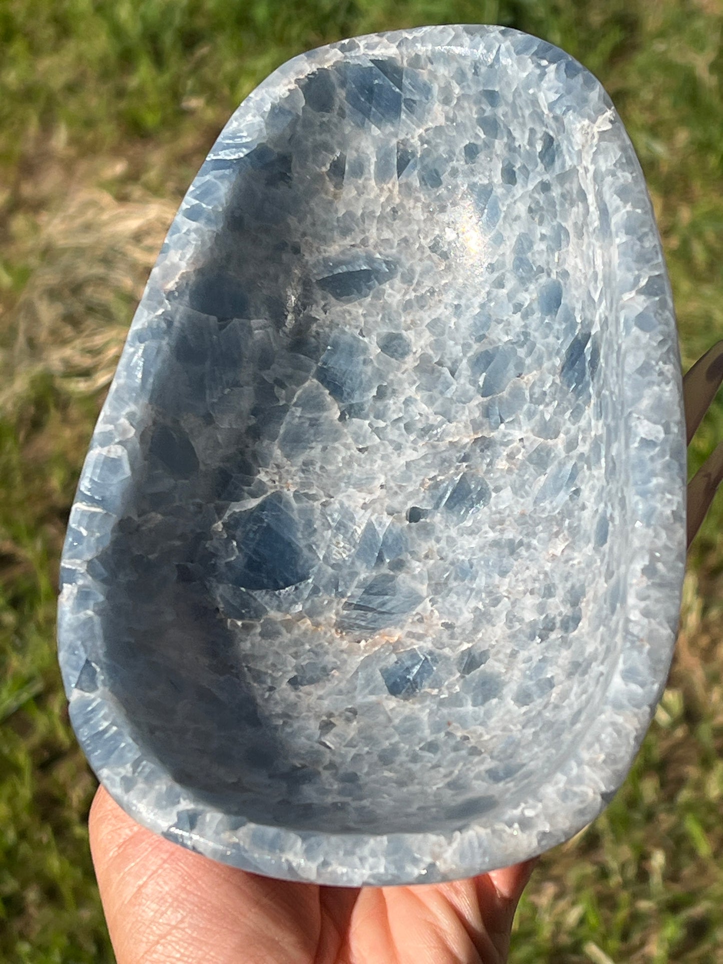 “Whirlpool” Medium Blue Calcite Bowl