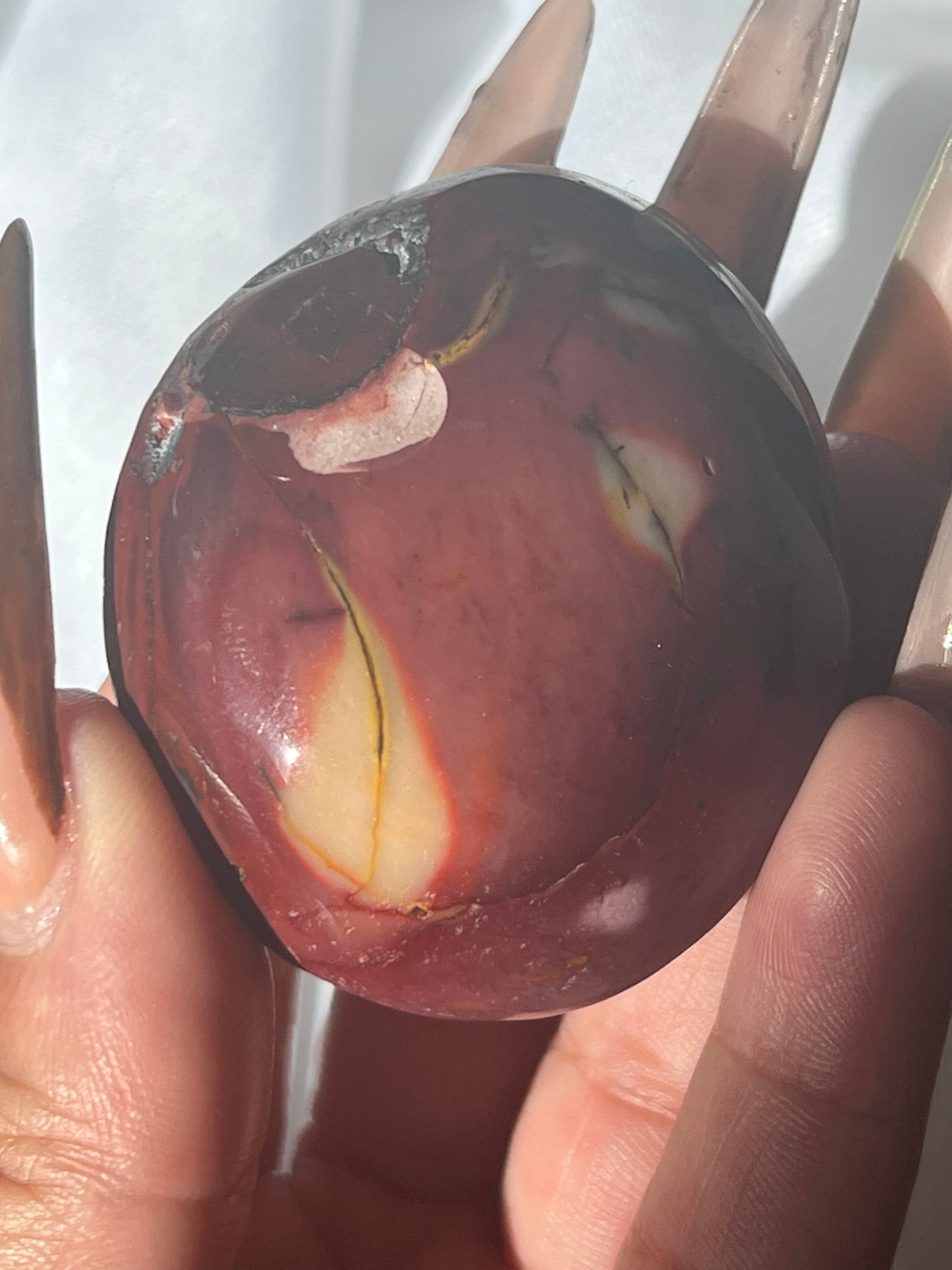 “Cherry Puree” Red Mookaite Palm Stones