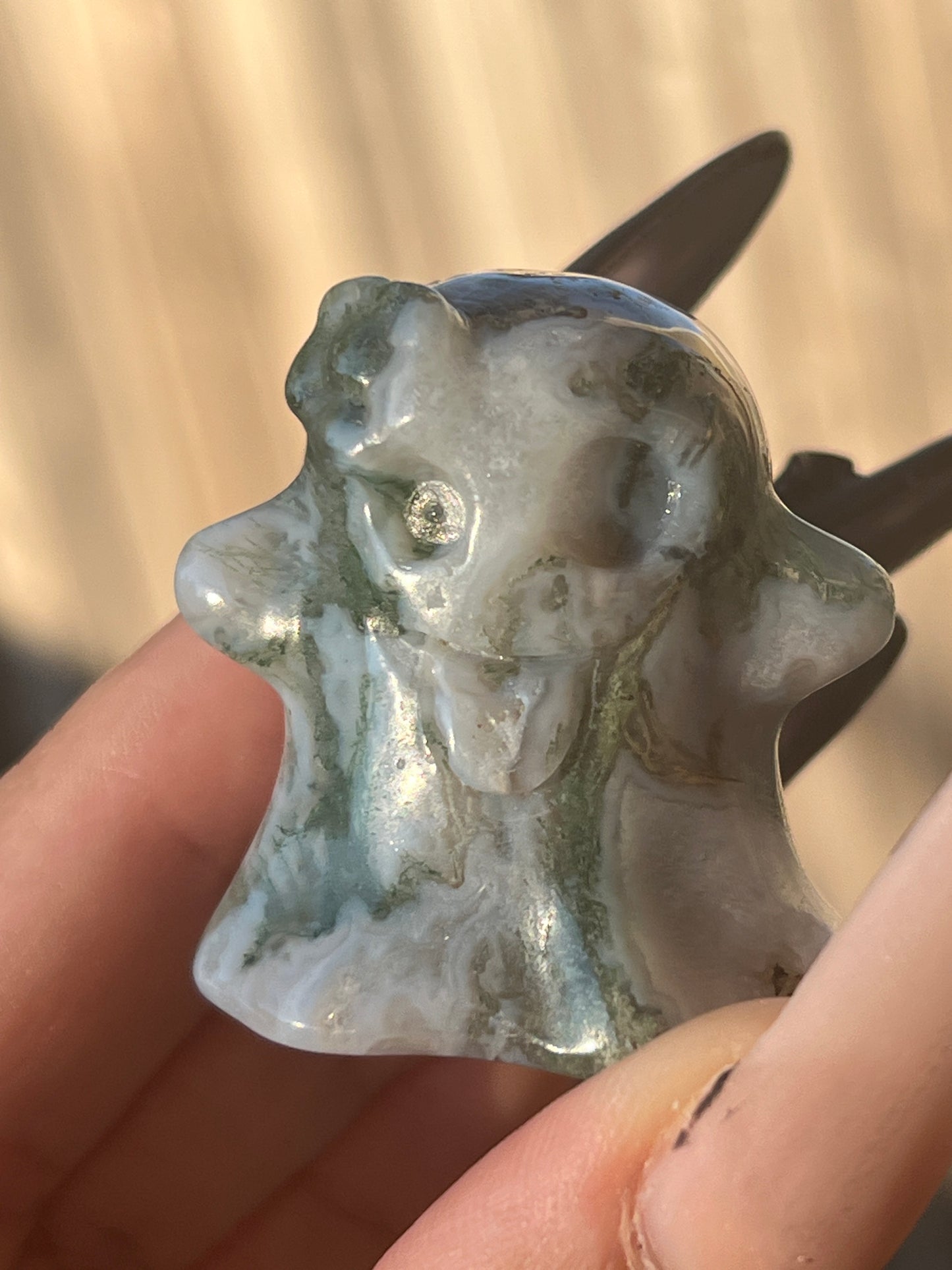 “Cheeky” Moss Agate Ghost