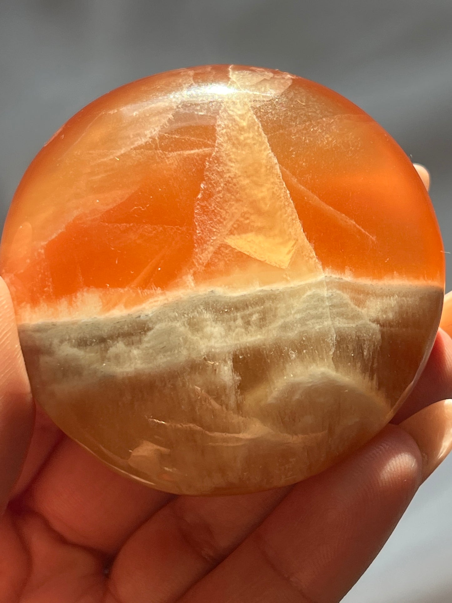 “Honey Butter” Large Honey Calcite Palm Stones