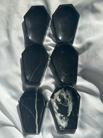“Darkest Night” Black Marble Coffin Dishes