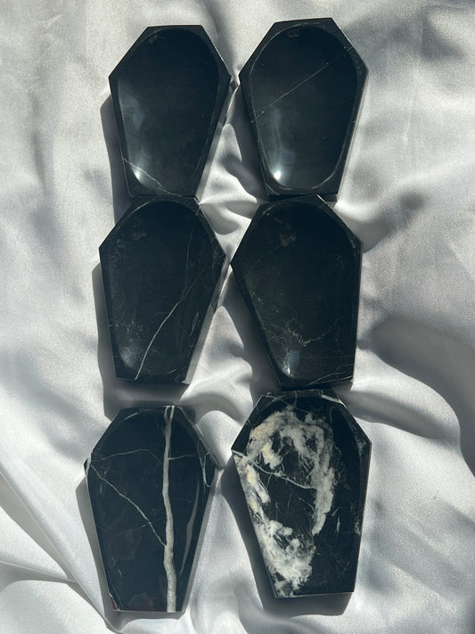 “Darkest Night” Black Marble Coffin Dishes