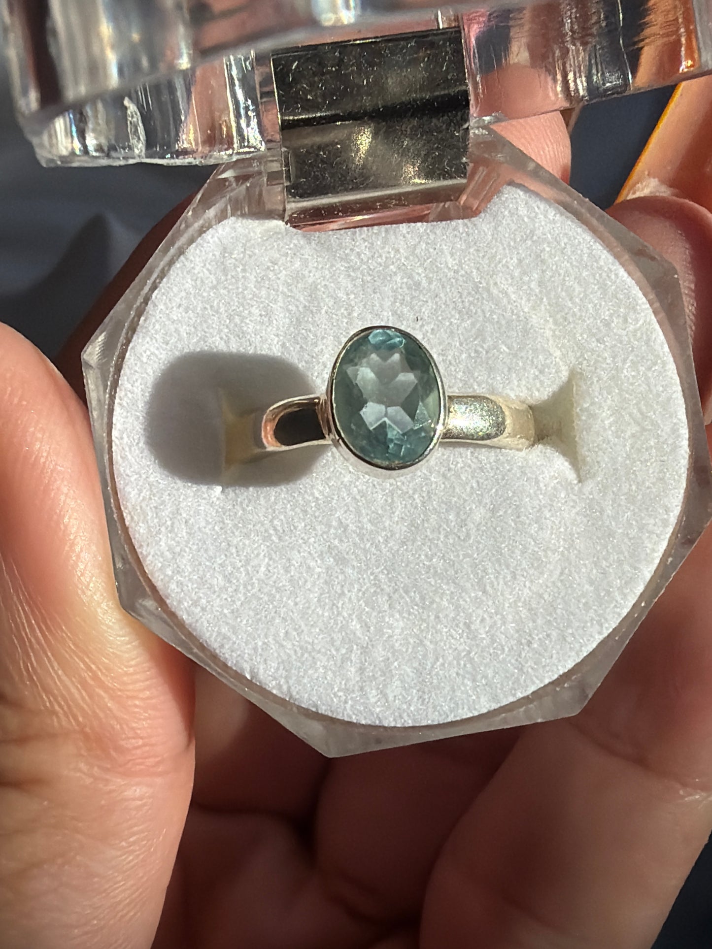 “Coastal Gem” Blue Topaz Ring (size 8)