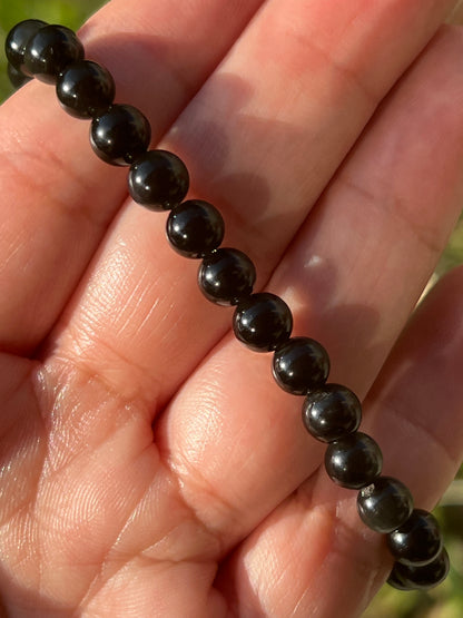 “Happy Haunting” Obsidian Bracelet