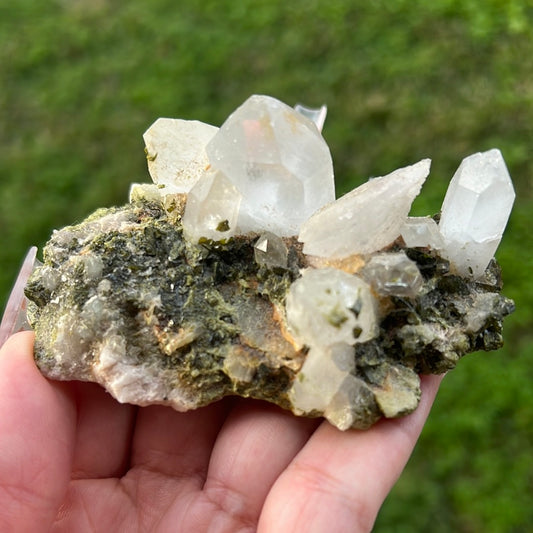 “Fae Garden” Quartz on Epidote Cluster