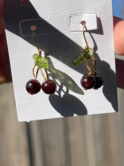 “Mon Cherry” Garnet Cherry Earrings