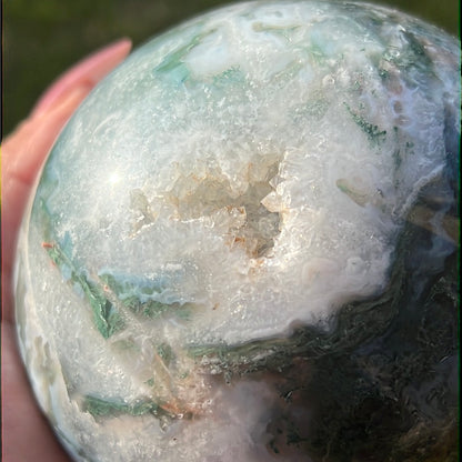 “Massive Planet” Moss Agate Sphere