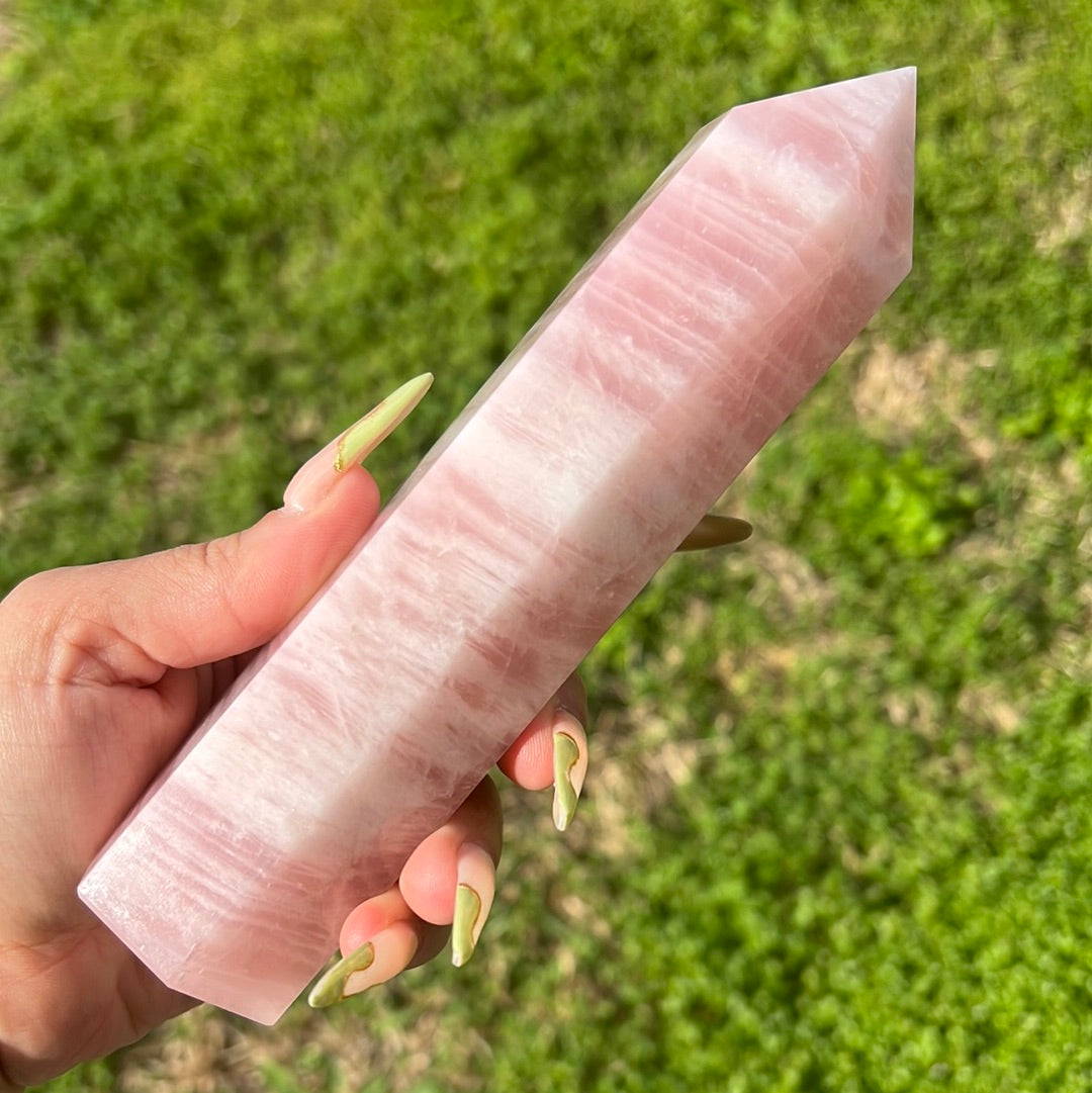 “Dragon Fruit” Rose Quartz Tower