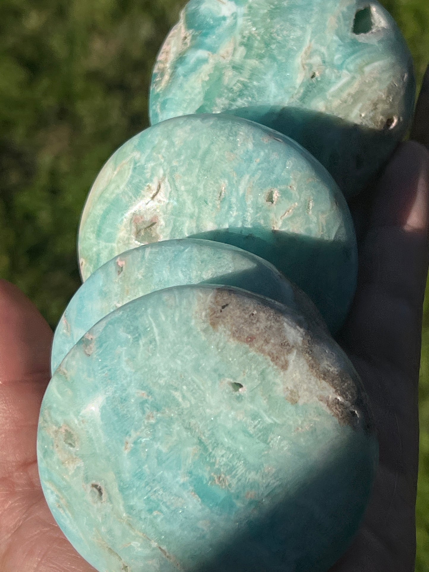 “Seafarer” Blue Aragonite Palm Stones