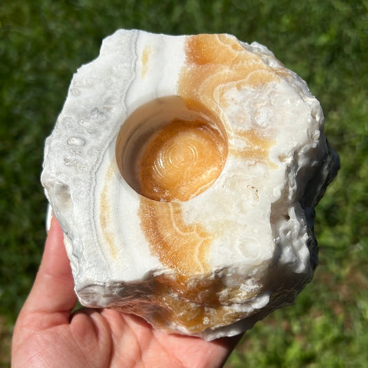 Onyx & Calcite Tea Light Candle Holder