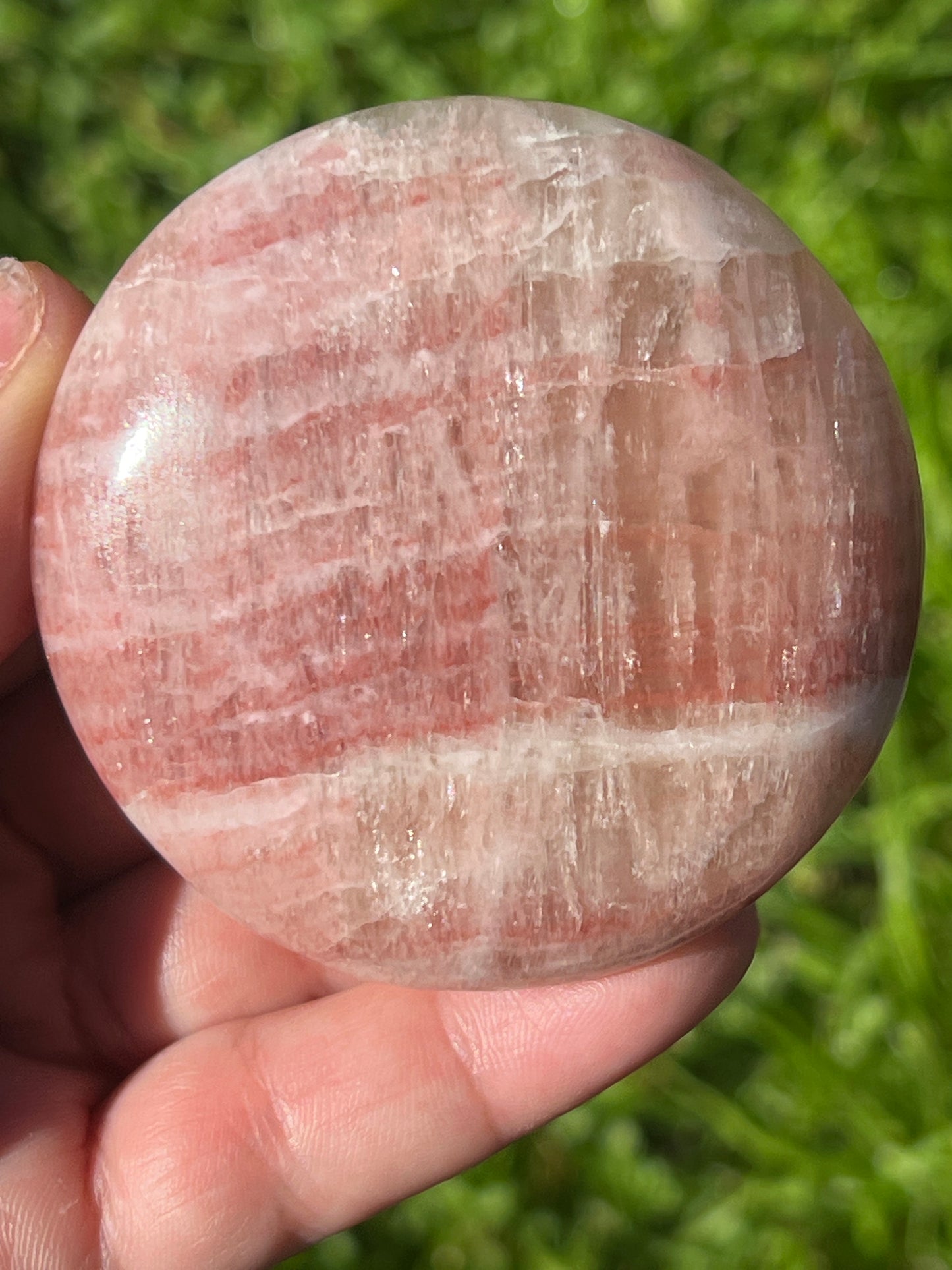 “Strawberry Creme” Rose Calcite Palm Stones