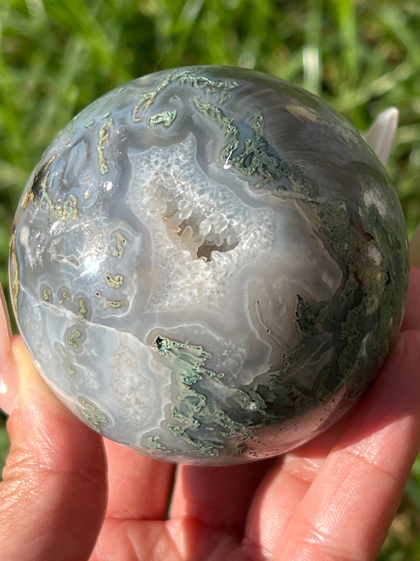 “Enchantment” Moss Agate Sphere