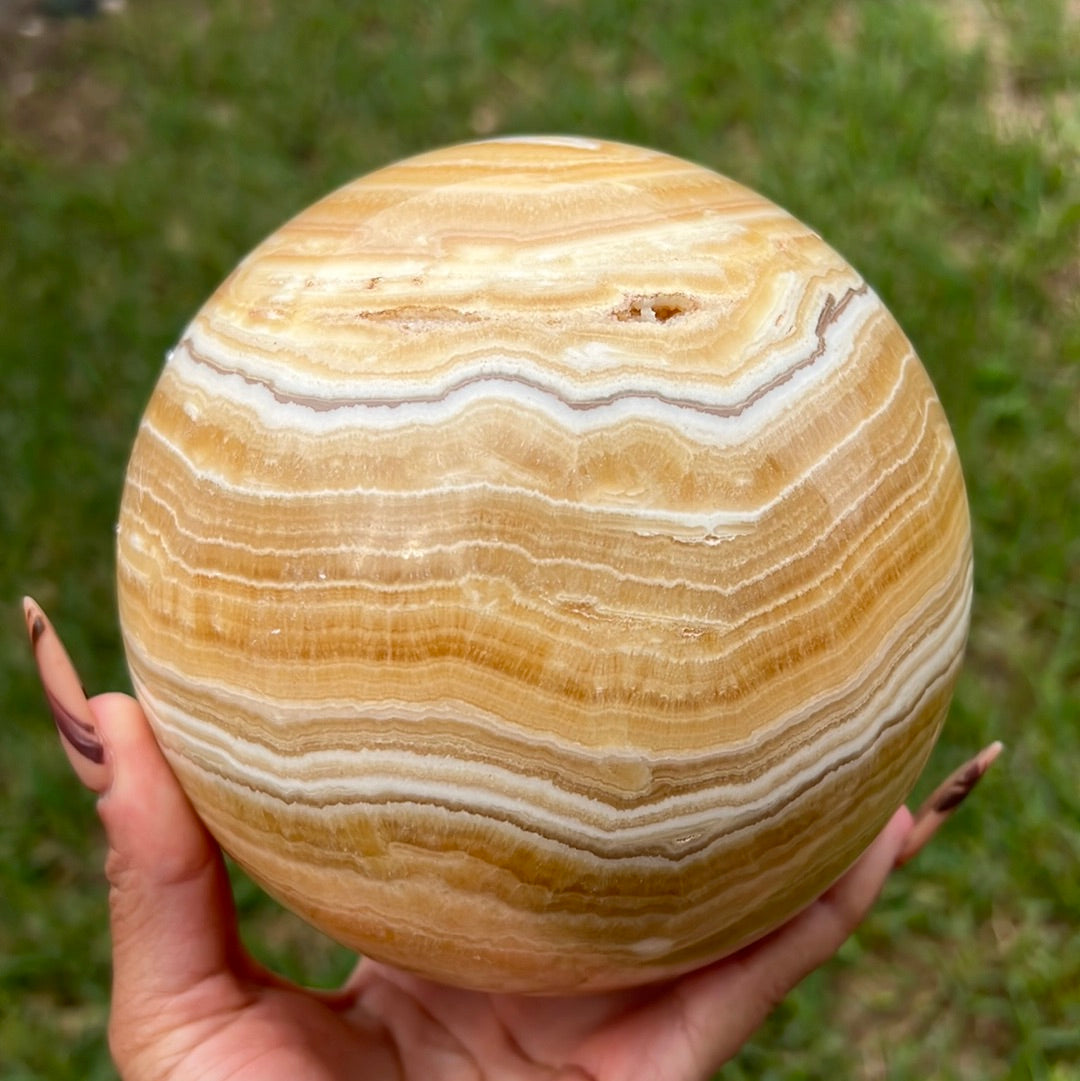 “Seasonal Winds” XL Banded Calcite Sphere