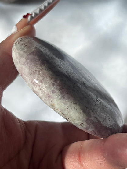 “Lavender Sugar” Large Lepidolite Palm Stone