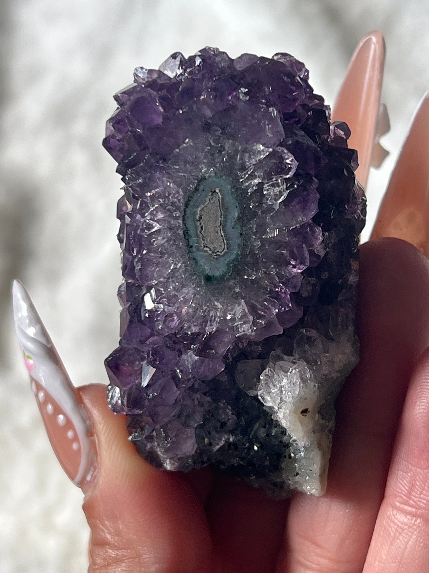 “Cute Cosmic Cyclops” Uruguayan Amethyst Clusters with Stalactite Eyes