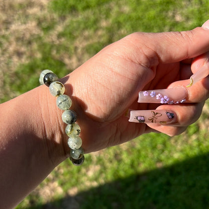 “Lime Jelly” Prehnite and Epidote Bracelet