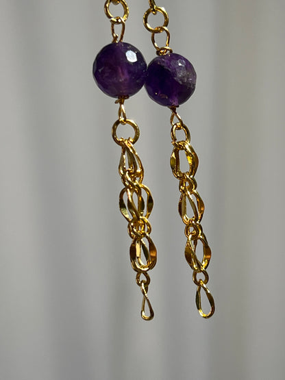 “Jellyfish” Amethyst Chain Earrings